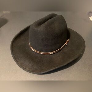 Vintage Rodeo King Black Felt Cowboy Western Hat S 54-55